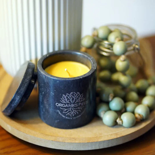 ORGANIKS PLUS MARBLE  BEESWAX SCENTED CANDLE